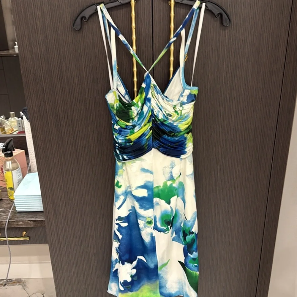 Roberto Cavalli Abstract Print Dress 💙💛💚🤍 - Picture 15 of 17